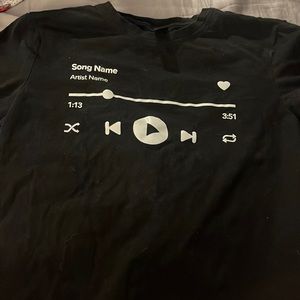 black t-shirt with graphic design